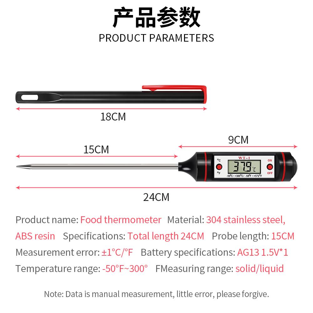 Digitales Küchen-Lebensmittelthermometer Elektronisches Lebensmittel-Koch-Fleisch-Barbecue-Ofen-Sonden-Thermometer-Werkzeug Edelstahlsonde