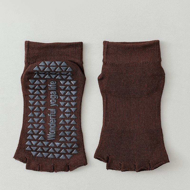 

Spring Summer Thin Five-Finger Yoga Socks Open Toe Pilates Professional Non-Slip Tube Socks Women Fitness Dance Sports Socks Coffee