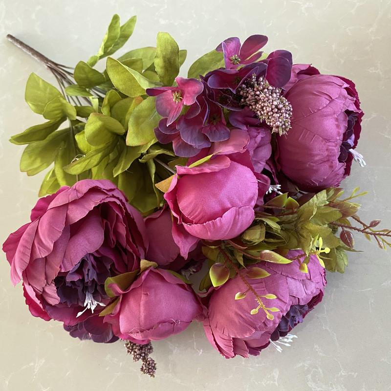 Mimaya 13head Peony Faux Flower Bouquet Wedding Decor For Home And Photography