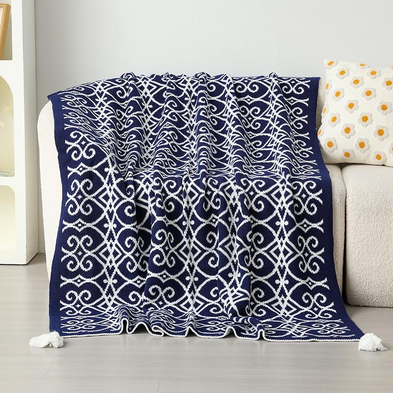 Bohemian Style Knitted Throw Blanket Sofa Bed Office Nap Cozy Lightweight Acrylic Warm