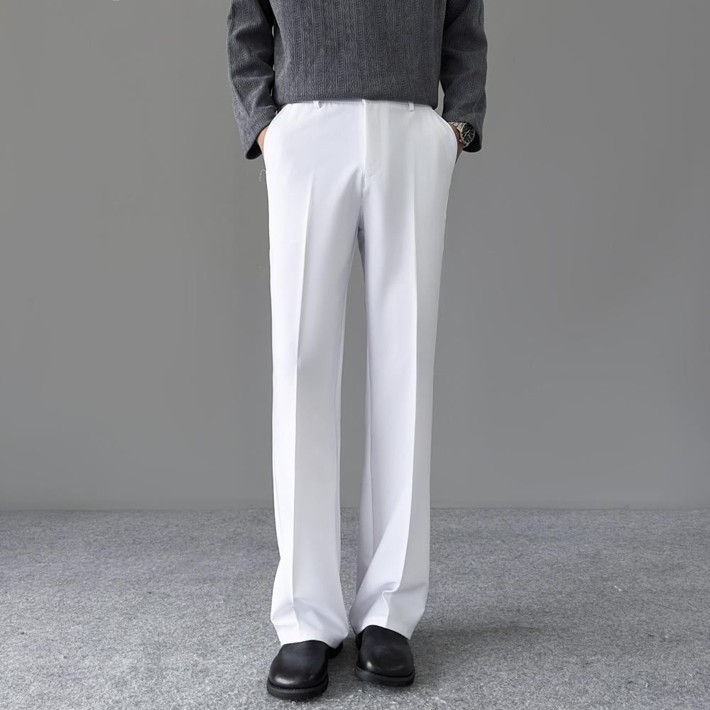 Summer New Black Straight Trousers Drape Feeling High Sense Scimitar Slightly Pull Pants Men's Casual Suit Trousers