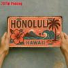 Honolulu Hawaii Strand Vintage Metallschild 11,8x5,9 Zoll Retro Blechwandkunst für Bar Heimdekoration