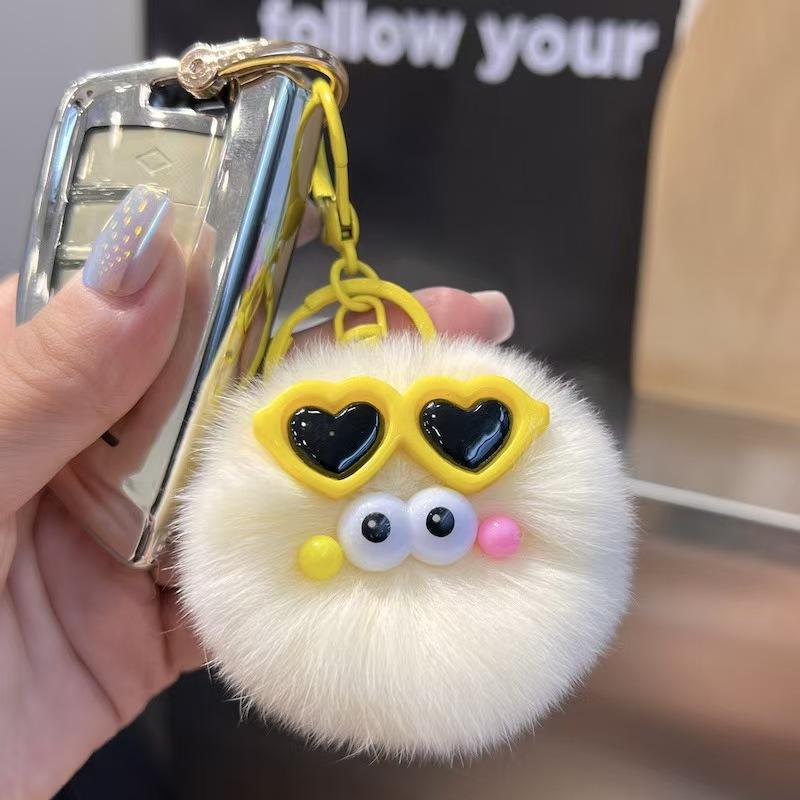 Creative Cute Rabbit Fur Keychain Fluffy Pendant Toy Car Key Holder Schoolbag Bag Cartoon Plush Doll Jewelry Women'S Decoration
