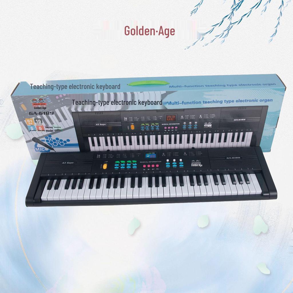Rechargeable 61-Key Children's Electronic Keyboard with Microphone - Musical Toy Piano Gift