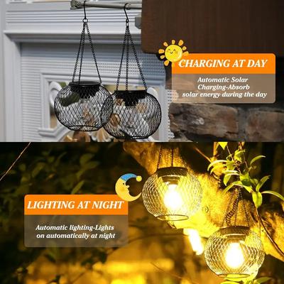 1/2 Stück Solarlaterne, verbesserte hängende LED-Solarlichter, dekorative Beleuchtung für den Außenbereich im Garten, Solar-Baumlichter für Garten, Hof, Weg