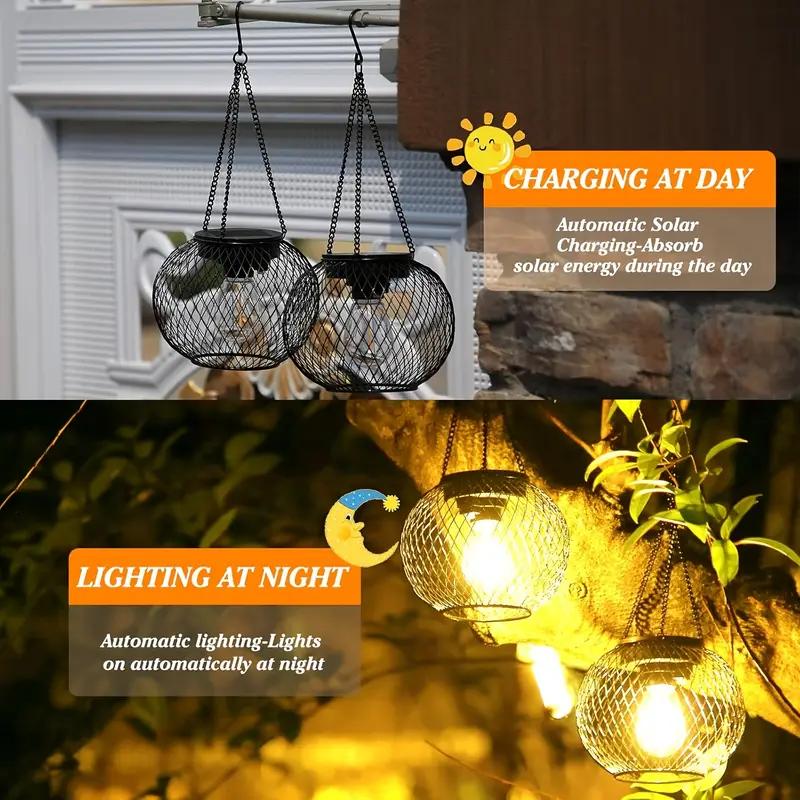 1/2PCS Solar Lantern Upgraded Hanging LED Solar Lights Outdoor Garden Decorative Lighting Solar Tree Lights for Garden Yard Path