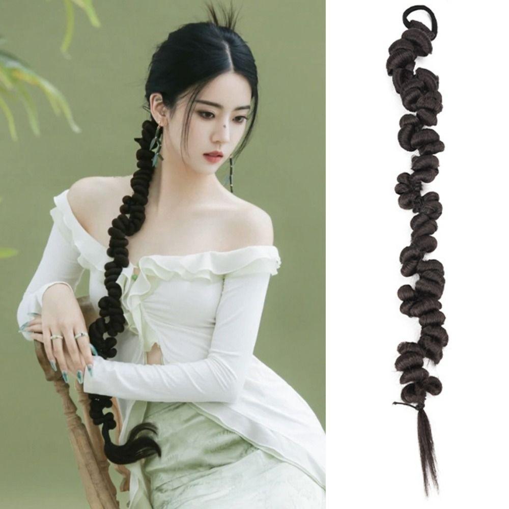 Band Hair Ring Retro Hairpieces Boxing Braids Wig Synthetic Braided Ponytail Long Braiding Braid
