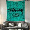City List Text Tapestry, Black Background Street Brand Logo No.4 Wall Hanging Decor