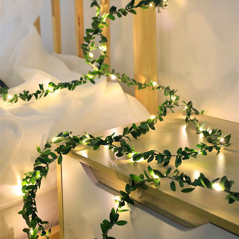 Fairy LED String Lights Maple Leaf Red Berry Ivy Vine Wreath Garland Light For Xmas Wedding Home Courtyard Indoor Party Romantic Atmosphere Decoration