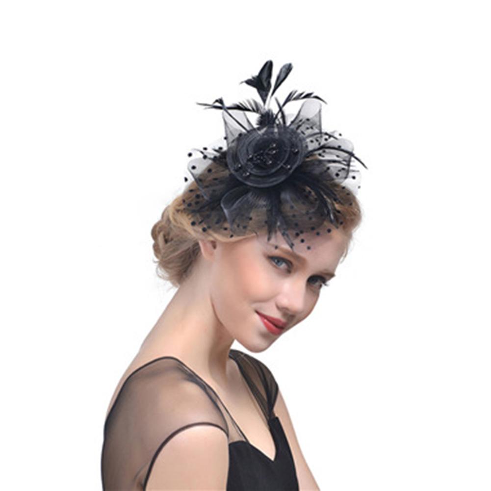Lady Elegant Exquisite Little Hat Feather Flower Headdress Hair Ornaments for Wedding Banquet