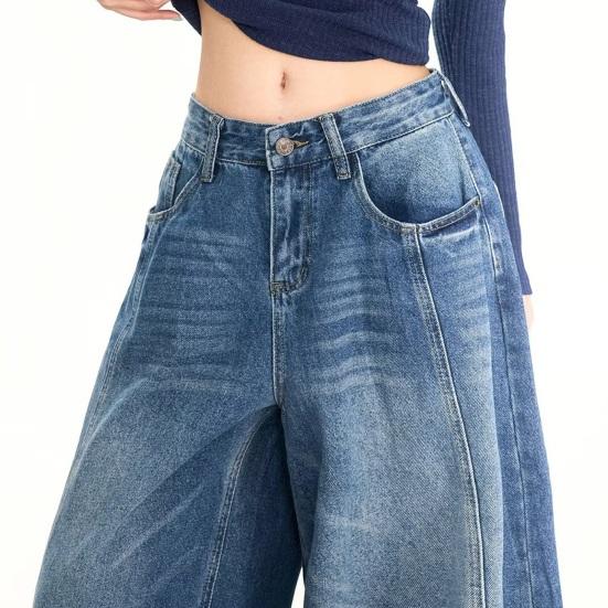Women Barrel Jeans Casual Baggy Wide Leg Jeans High Waist Boyfriend Denim Pants Vintage