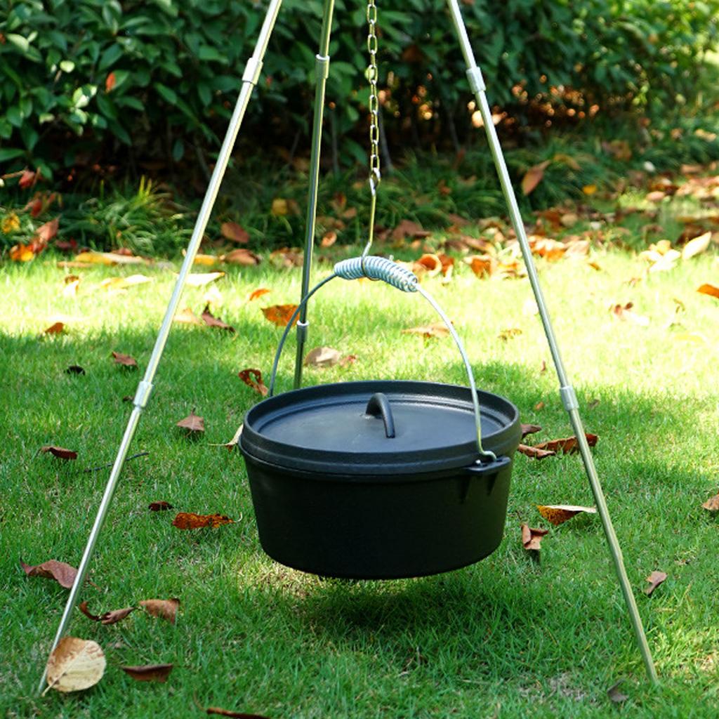 Cooking Tripod Foldable Campfire Tripod with Chain and Carrying Bag Aluminum Alloy for Outdoor