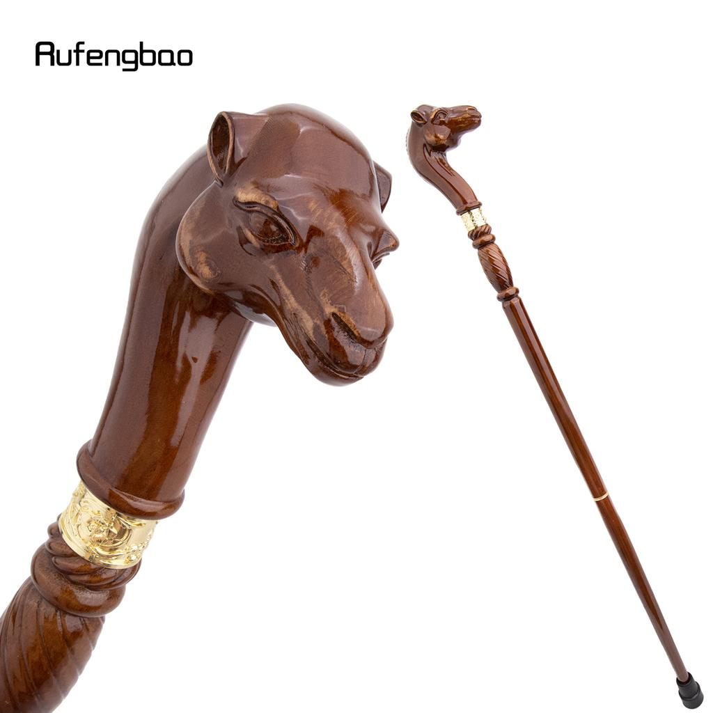 Camel Brown Wooden Fashion Walking Stick Decorative Vampire Cospaly Party Wood Walking Cane Halloween Mace Wand Crosier 94cm
