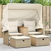 VidaXL 2-Seater Garden Sofa with Canopy and Stools, Seat with Footrest, Sunbed with Backrest, Furniture of 365802