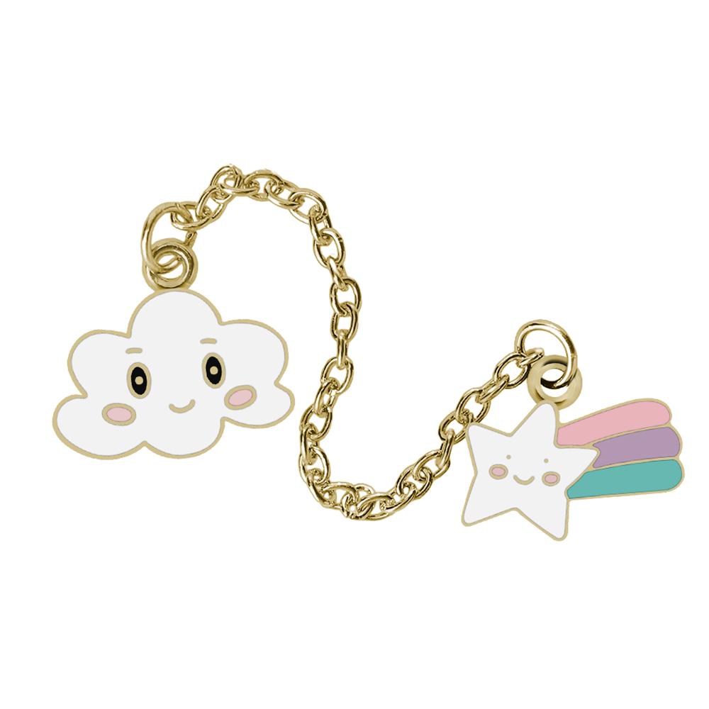 

Cute Cloud Rainbow Star Enamel Brooch Cartoon Colorful Pins with Chain Custom Pink Badge for Backpack Denim Gifts for Kids Girls білий