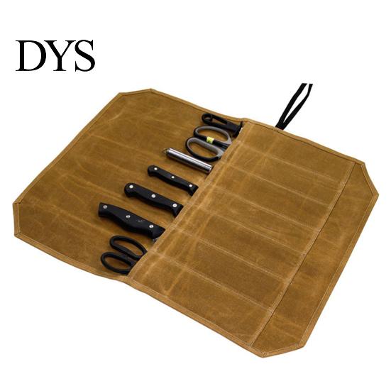 Multi-pocket Knife Roll Bag with 7 Slots Large Capacity Easy Carrying Canvas Wear Resistant Waterproof Portable Cooking Organizer Storage Pouch