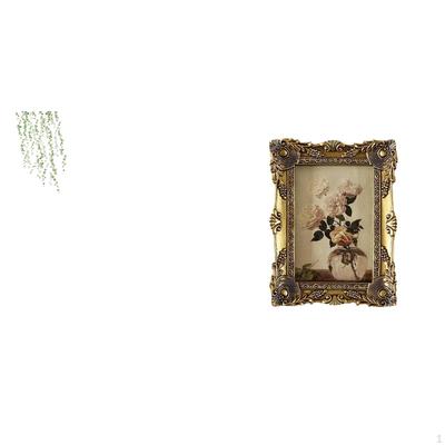Elegant Greenery Wall Art And Vintage Resin Photo Frame Set for Restroom Bedroom Sofa Backdrop