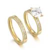 European-American Stainless Steel Zircon Ring: Simple, Four-Prong Creative Design