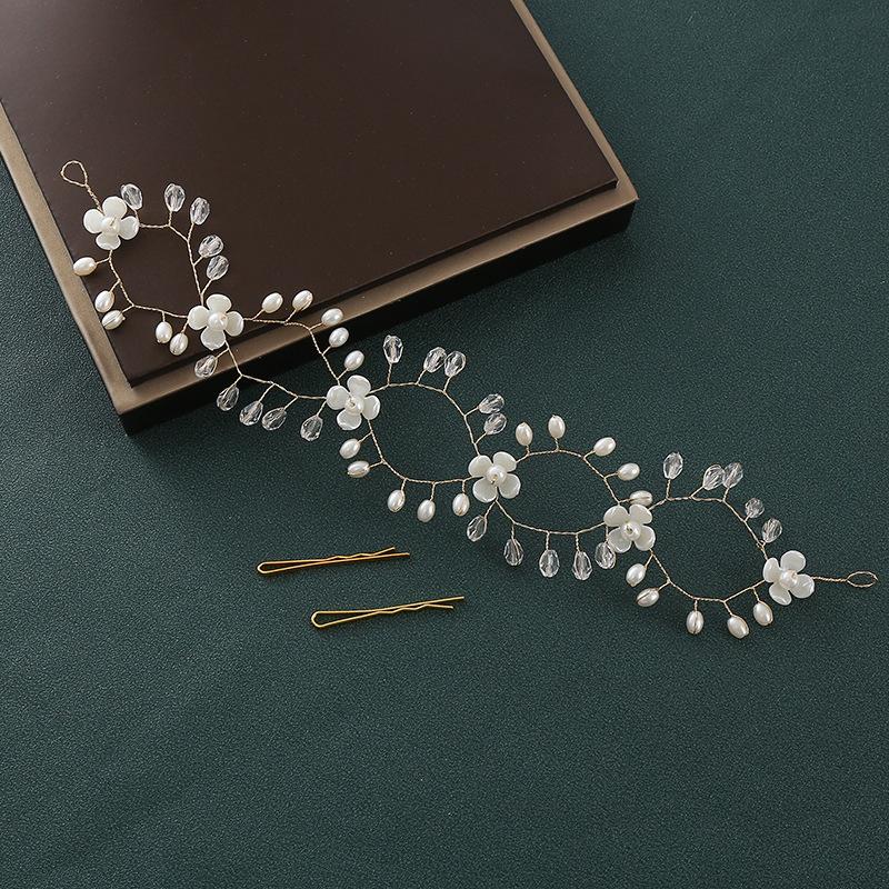 

Свадебная жемчужная тиара, плетеная вручную повязка на голову, повязка на голову с кристаллами и бисером, аксессуары для волос, свадебная корона