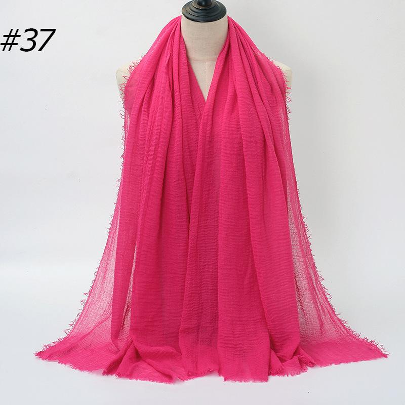 New Pleated Monochrome Cotton Solid Color Scarf, Naturally Pleated Human Cotton Hair Beard Edge Large Size Women's Headscarf B