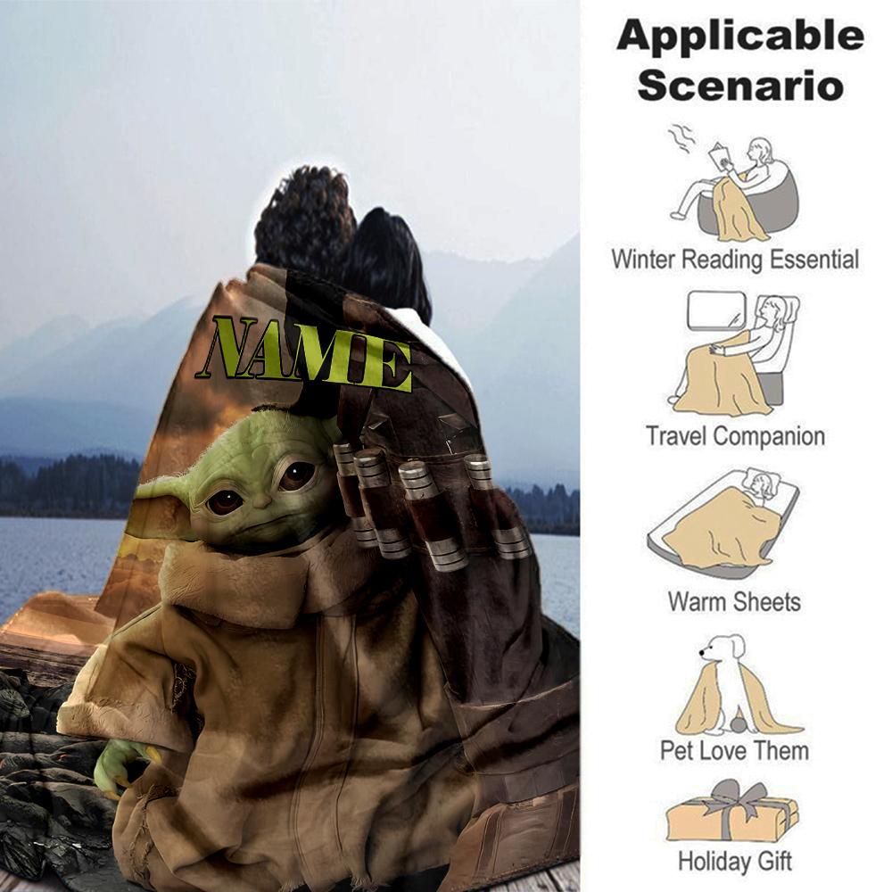 Customiz Name Personality Yoda Blanket Soft &Warm Sofa Office Bed Travel Lunch Break Blanket, Gift Suitable All Seasons
