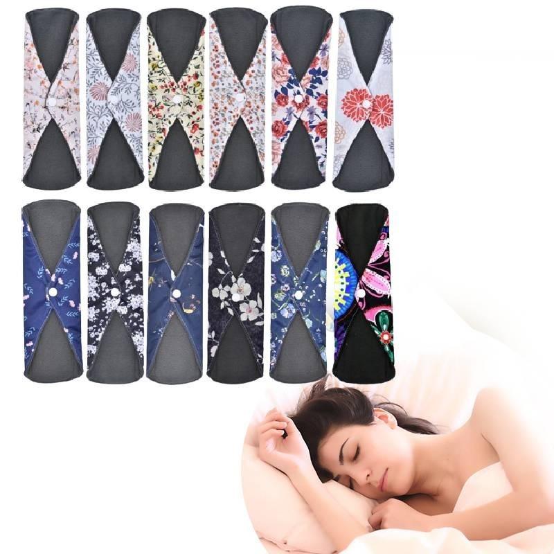 Sanitary Reusable Towels Pads Women Bamboo Cloth Washable Menstrual Safety Pads