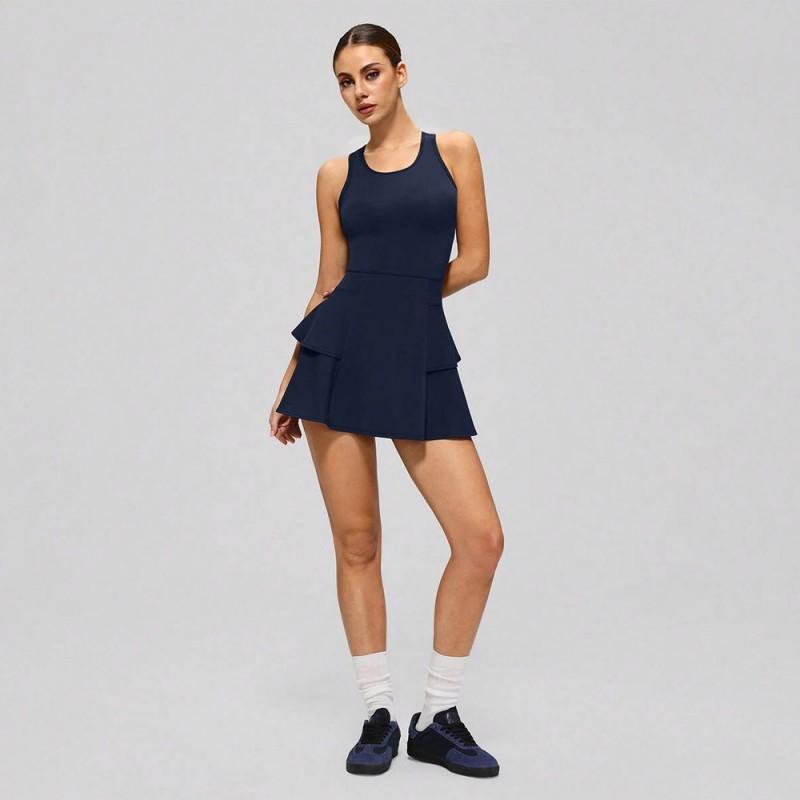 

European American Sports Tennis Dress Women s High-elastic Fast Dry Beautiful Back Yoga Running Sexy Anti-exposure Fitness S полуночно-синий