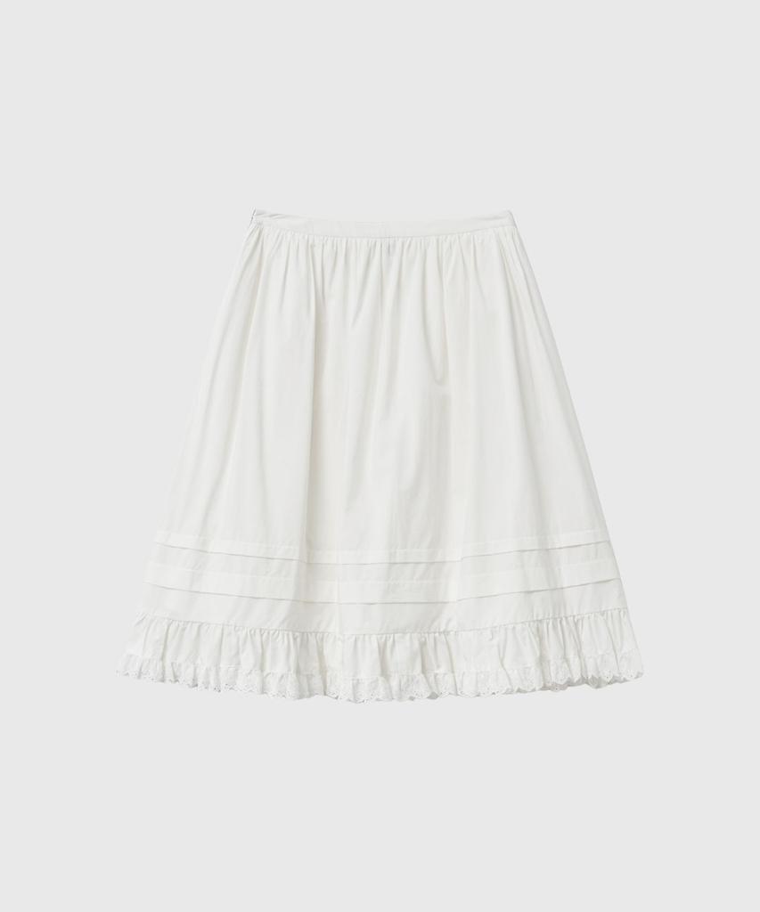 General Idea Lace Flare Midi Skirt [White] / Gf2Lsk509