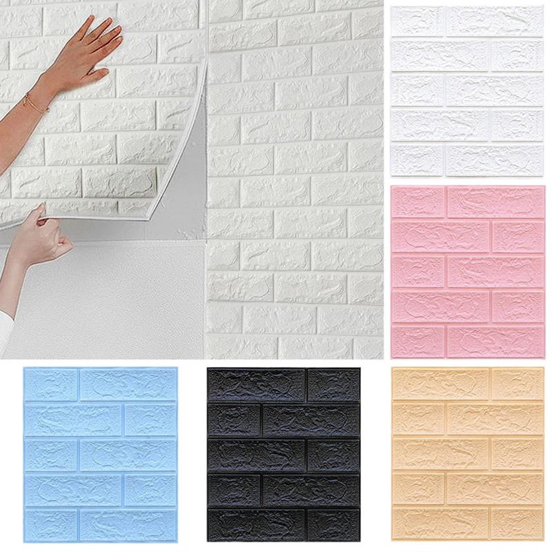 1PC Self-Adhesive DIY 3D Bedroom Wall Sticker Living Kids Room Imitation Brick Home Decor Anti-Collision TV Backdrop Waterproof