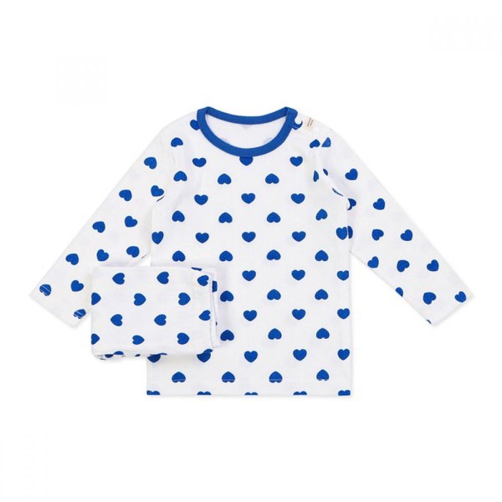 Organicmom Blue Heart Long Sleeve Bodysuit Mlsp9b10 Blue/110
