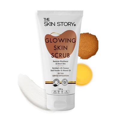 The Skin Story Parlak Cilt Peelingi | Hindistan Cevizi Kabuğu Tozu & | Cildi Aydınlatır & Bronzluğu Giderir | Detoksifiye Eder & Canlandırır, Silikonsuz, Vegan 100g