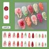 24PCS False Nails with 3D Mint Blue Flower Press on False Nails Artificial Wearable Tips Fake Nail Art Manicure Nail Tips