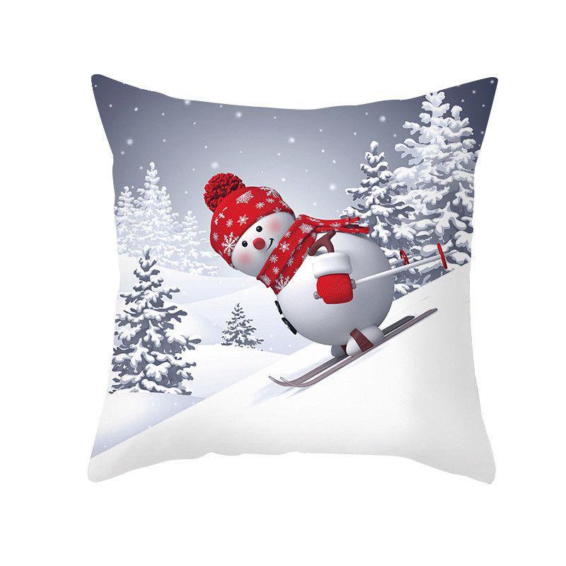 Cozy 18" Christmas Cushion Cover Featuring Cute Santa Claus And Snowman For Holiday Charm