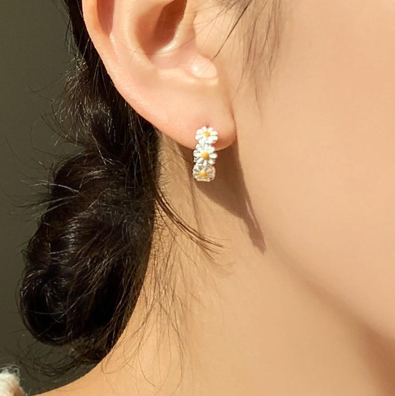 Pendientes de Margarita de Plata 925 Para Mujer Joyería de Lujo Vintage Accesorios de Compromiso Boda Alergia