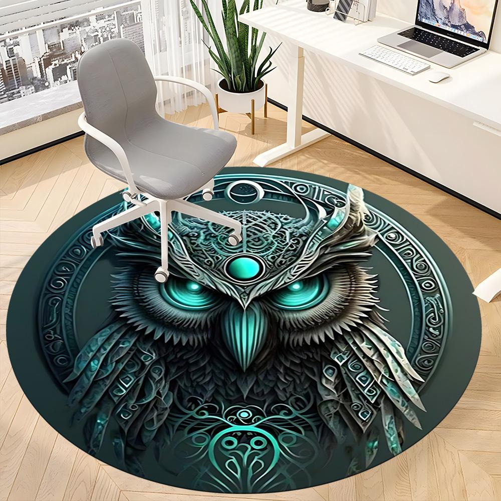 1pc Owl Fantasy Office Round Area Rug, Under Office Chairs Bedroom Living Room Home Decor, Room Deco, Available In Various Sizes