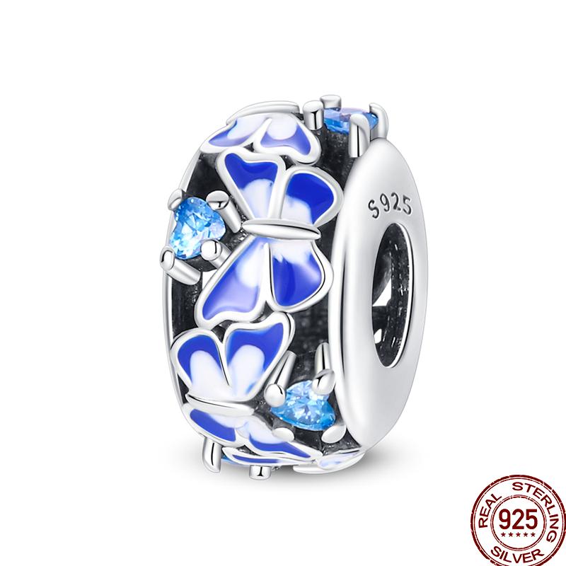 Colorful Round Beads Copper Butterfly Spring Series Pendant Suitable For Pan Original Bracelet Diy Jewelry Gift