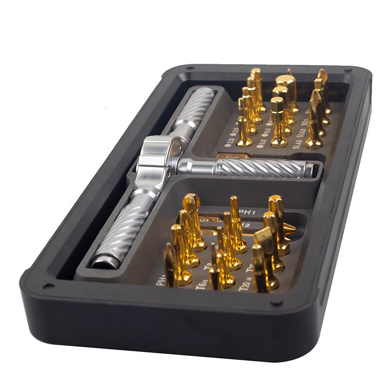 30-in-1 Multifunctional Ratchet Screwdriver Set with Hex & Torx Bits