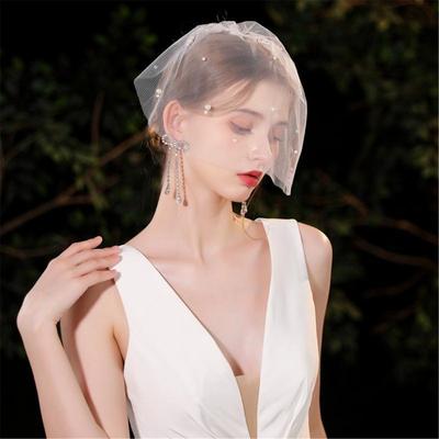 Studded Veil Head Cover Mantilla Head Covering Wedding Hair Accessories White Wedding Veil Headscarf White Veil
