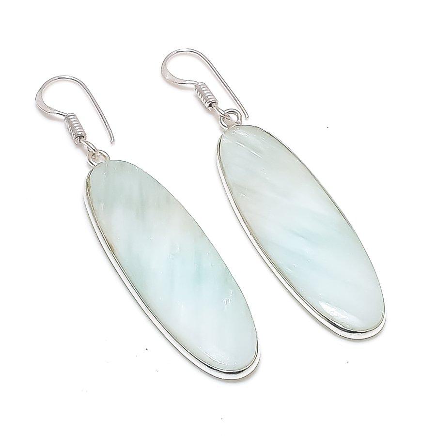 

Natural Amazonite Gemstone 925 Sterling Silver Jewelry Earring 2.48 y1R06