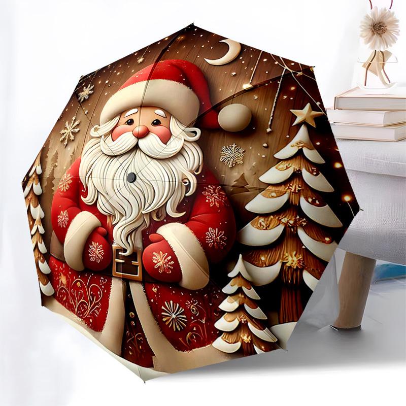 

1pc Stained Glass Fox Design Automatic Folding Umbrella, Portable Tri-Fold Design with 8-Rib Iron Frame, Outdoor, Gift for Fans, Travelers, Daily Use,