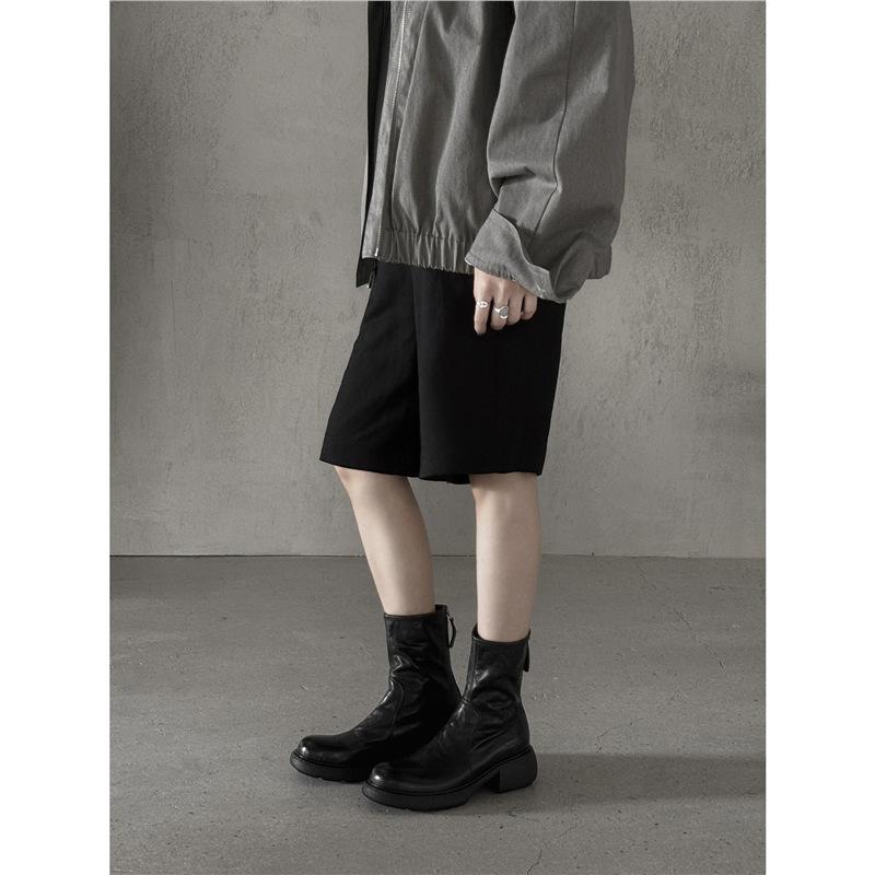 Short Boots Thick Boots and Chelsea Round Head High Cigarette Short Push~ Martin Women's Platform Boots