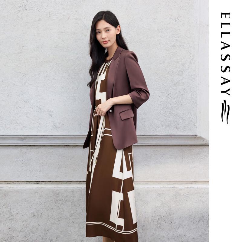 ELLASSAY Women's Geometric Print Silk Sleeveless Dress