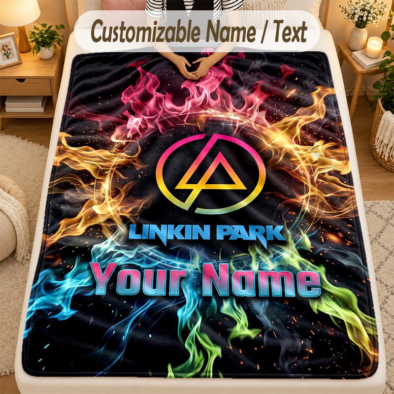 Flannel BlanketLinkin Park Custom Name Text Personalized Soft Warm Throw Blanket Home Decor Gift