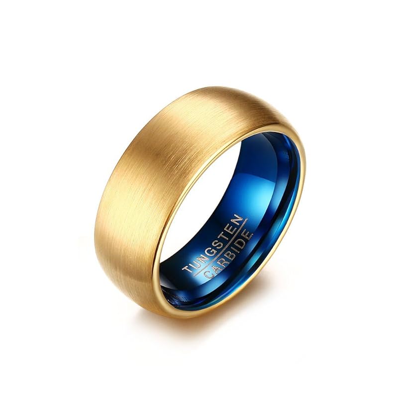 

[Rockyu] чоловіча каблучка з синім вольфрамовим діамантом та заглибленням №. 16 матова обробка грязьової текстури