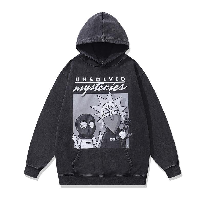 430G Schwere Baumwoll-Kapuzenjacke Retro-Cartoon Direktdruck Gebratene Farbe Pullover Für Männer Und Frauen