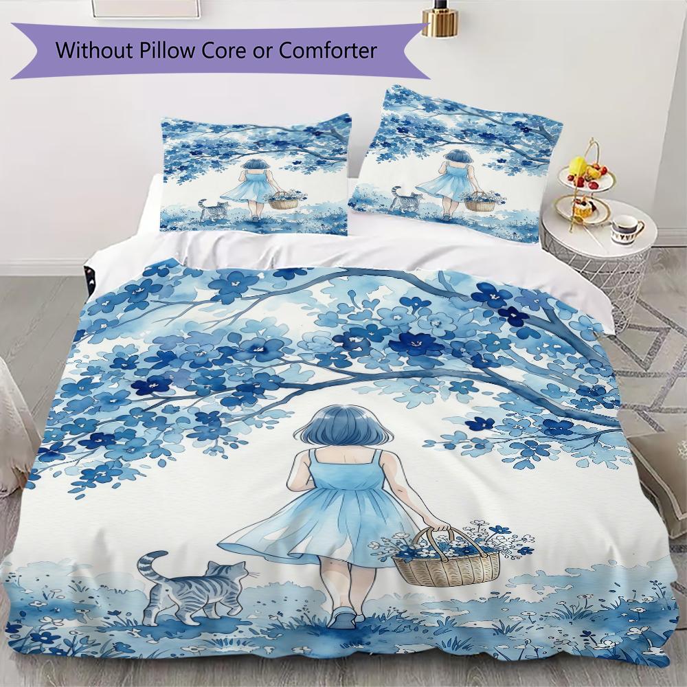 Watercolor style Pattern Bedding uilt Set uilt Cover Pillowcase Home Decoration Birthday Gift (1 * duvet cover + 2 * pillowcase  without core)