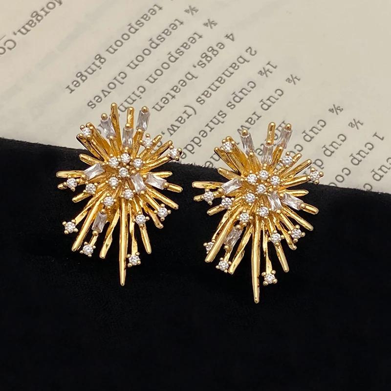 Серьги-гвоздики Цветок из серебра 925 пробы для женщин Минималистичные циркониевые украшения Модные растительные аксессуары