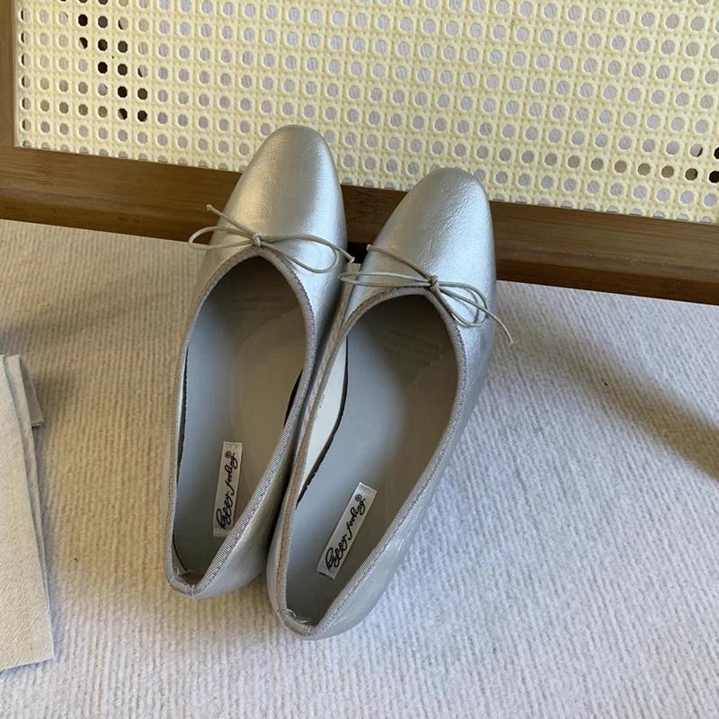 Fashion SUOJIALUN 2025 Spring New Women Flat Shoes Fashion Round Toe Bow-knot Slip On Ladies Ballerina Soft Flat Heel Dress Boat Shoes