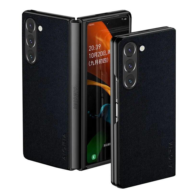 

Чехол для Samsung Galaxy Z Fold 5 4 3 5G Fold5, роскошный текстильный кожаный чехол для Samsung Galaxy Z Fold 5, чехол Z Fold 5 чёрный