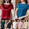 Women's Fashion Casual Solid Color Print Short Sleeve O Neck Blouses & Shirts